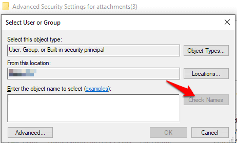 27 you need permission perform this action error full control permissions enter object name select check names png