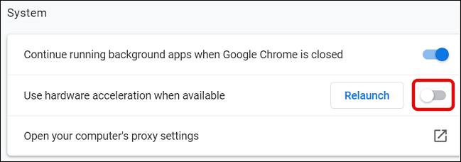 Toggle off Hardware Acceleration in Chrome png