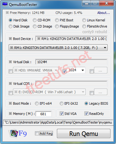 Download QEMU Boot Tester – Phần mềm test USB Boot nhỏ gọn