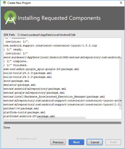 android hello world app after installing components 1  png