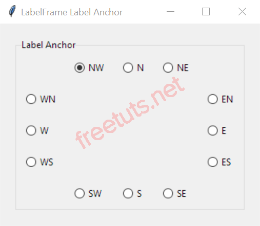 Tkinter LabelFrame Label Anchor Demo png