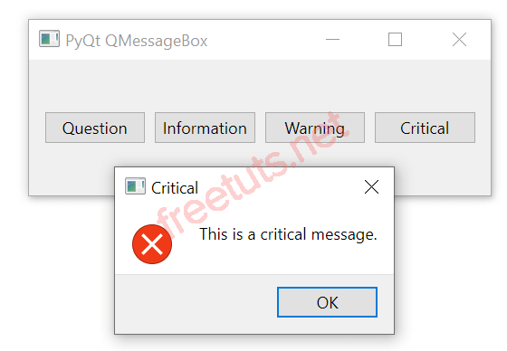PyQt QMessageBox Critical Message png