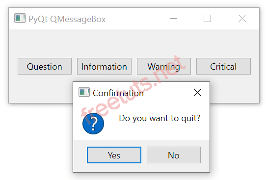 PyQt QMessageBox Question Message png