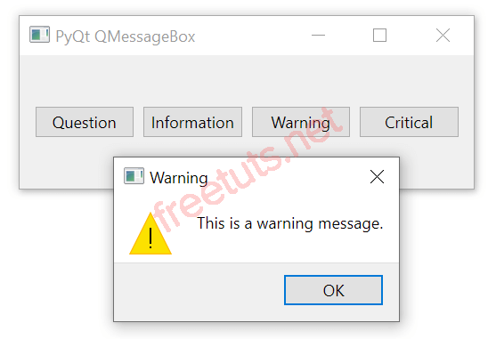 PyQt QMessageBox Warning Message png