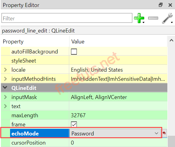 Qt Designer Password field png