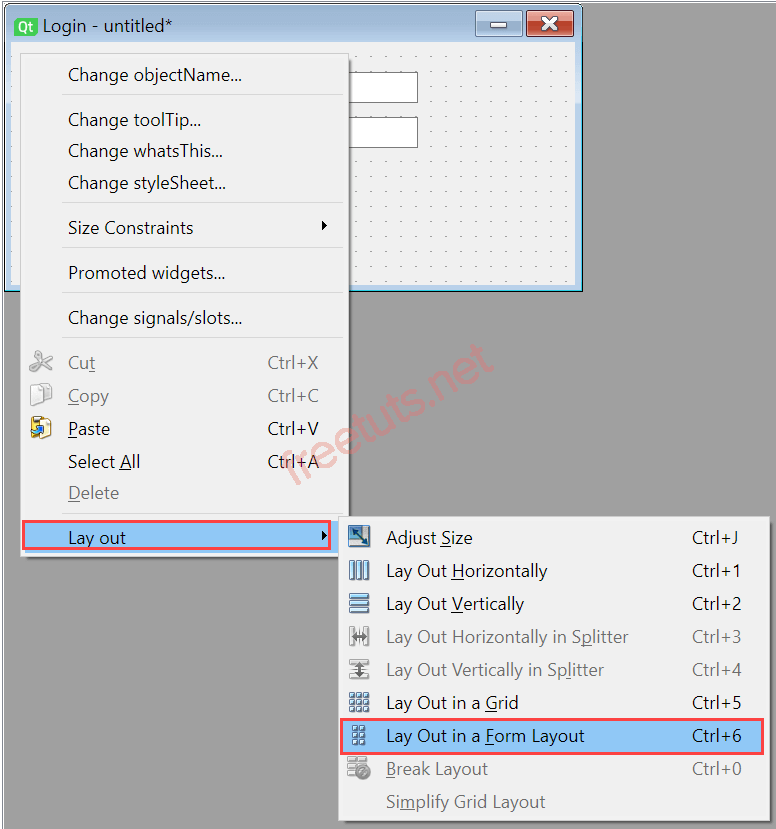 Qt Designer Set Form Layout png